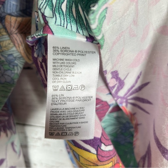 Tommy Bahama Linen Polyester Tropical Palm Shirt Women’s Sz Medium Long Sleeve - Picture 7 of 7